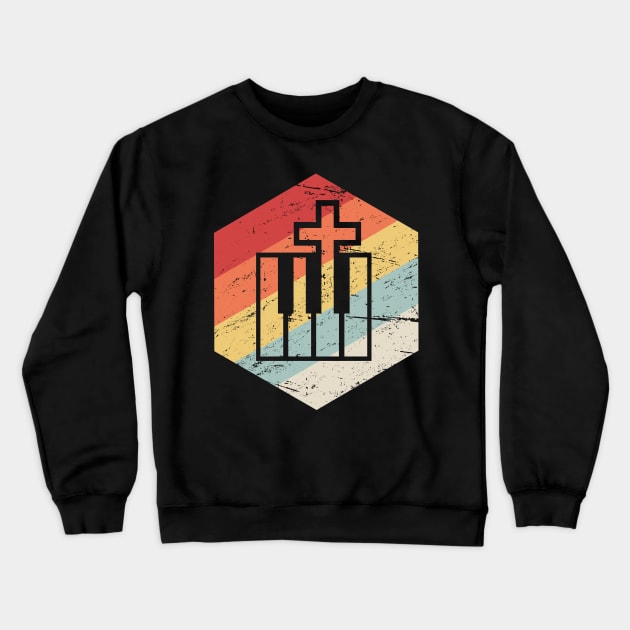 Keyboard And Cross | Retro Christian Musician Crewneck Sweatshirt by MeatMan